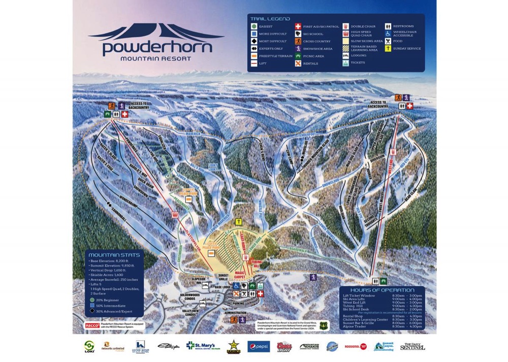 Powderhorn Ski Resort Map Colorado Ski Maps | Powderhorn Resort Trail Map
